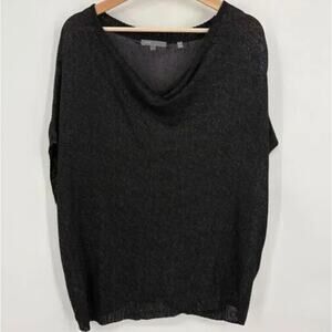 NEW! Vince Cowl Neck Dolman Sweater in METALLIC BLACK (L)